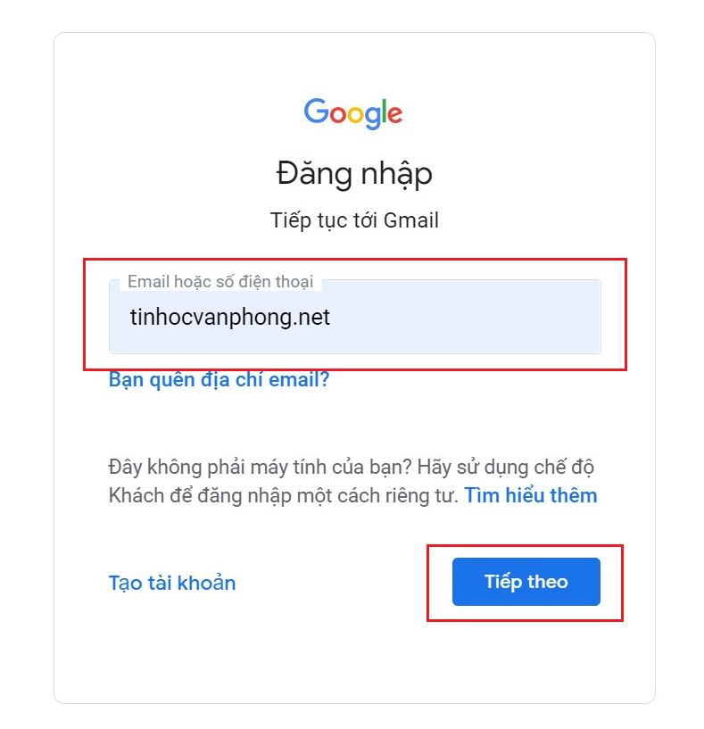 Đăng nhập Gmail - Trang đăng nhập