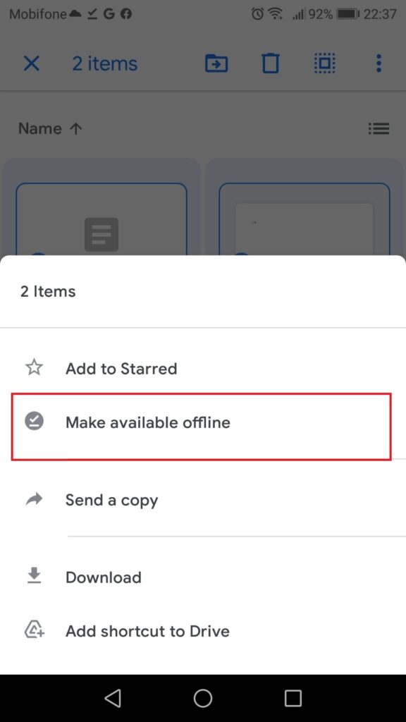 tải thư mục từ google drive - make available offline